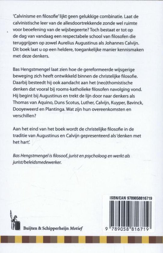 Achterkant van een boek met de titel 'Calvinisme en filosofie'. ISBN: 9789058816719.