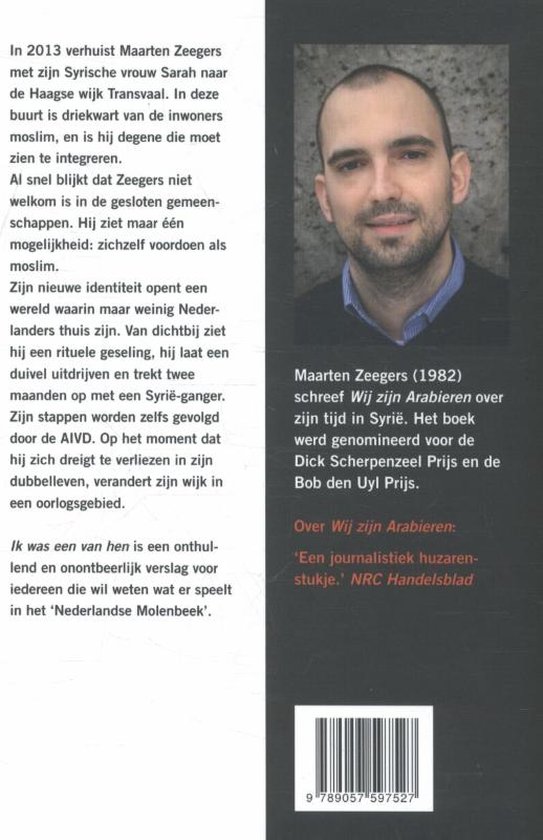 Achterkant boek met foto van Maarten Zeegers en tekst over zijn ervaringen.