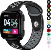 Bandje Voor Fitbit Versa Dubbel Sport Band - Zwart Grijs - Maat: ML - Horlogebandje, Armband