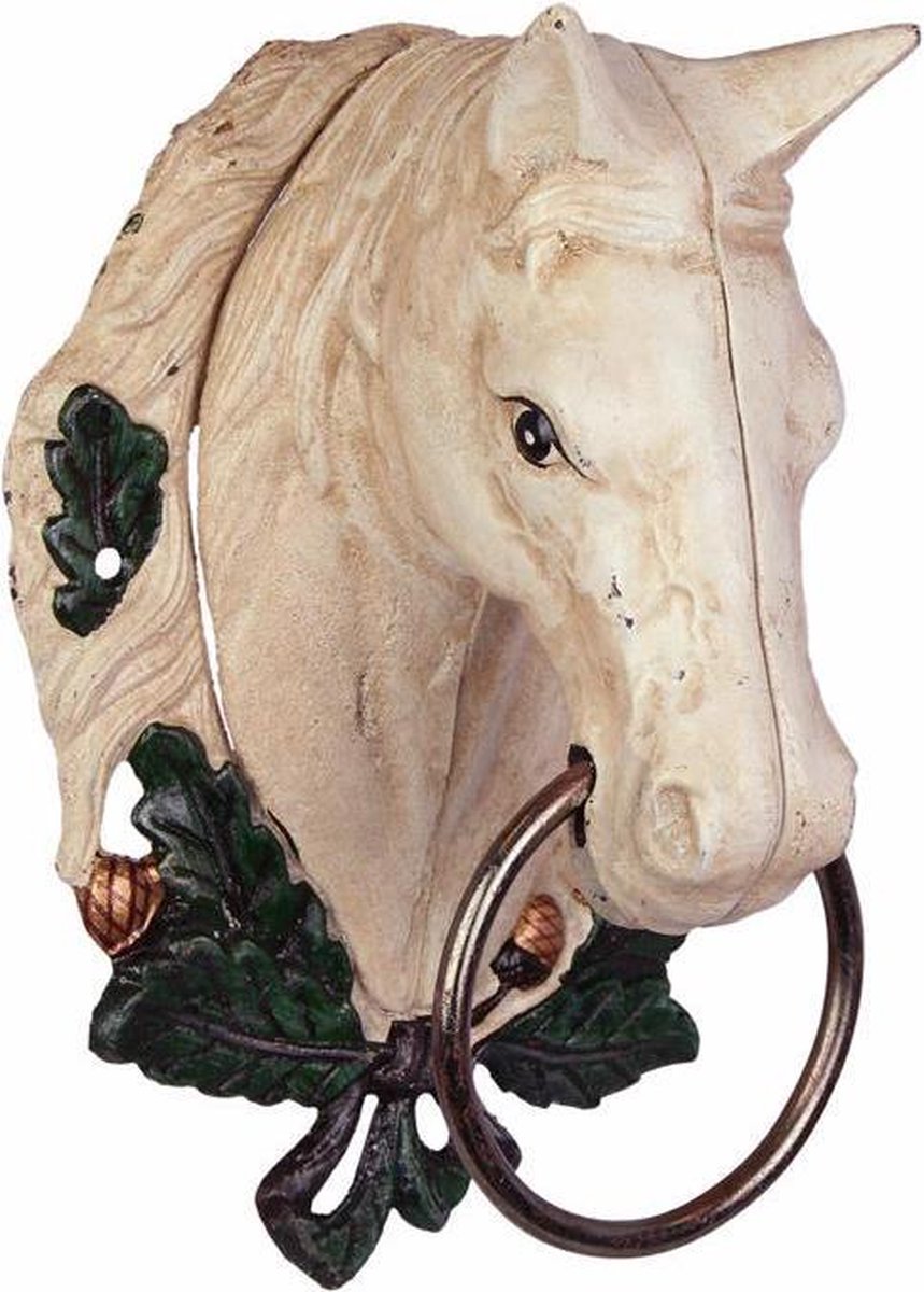 Handdoekrek - Paardenhoofd - Gietijzer sculptuur - 30 cm hoog