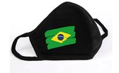 GetGlitterBaby - Katoen Mondkapje  / Wasbaar Mondmasker - Brazilië / Braziliaanse Vlag