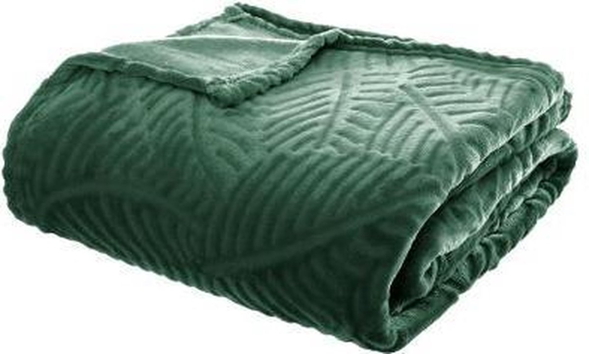 Flanellen fleece plaid Leaf Groen XL 220 x 240 cm