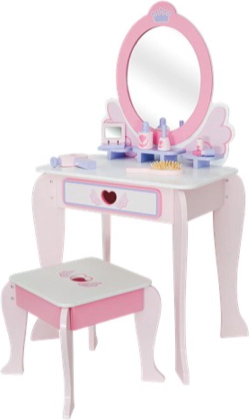 Onweersbui onenigheid kofferbak Kapperstafel - Make-up tafel - Speelgoedtafel - Speelgoed make-up tafel -  Kappers set... | bol.com