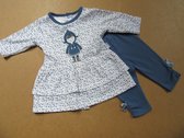 wiplala kledingset ,meisje , wit blauw , jurk+ legging 6 maand 68