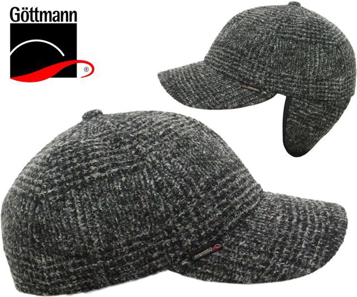 Winterpet cap met oorwarmers kleur grijs melee maat XXL / 62 centimeter