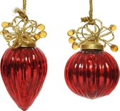 Kerstbal glas hang d5h8 cm rood a2