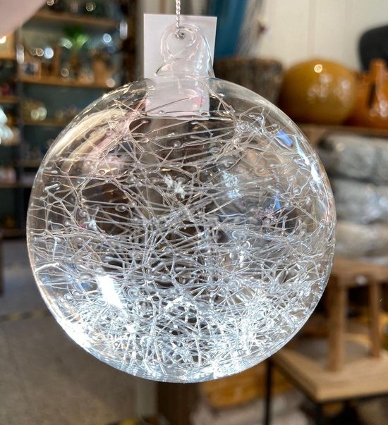 Glazen kerstbal Met Gesponnen Glas Rond Groot | bol