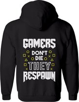 Gamers don't die vest Heren / Dames Geel – Gamer vest met capuchon – Perfect Sweatvest Cadeau – Hoodie met rits