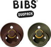 BIBS Fopspeen - Maat 2 (6-18 maanden) DUOPACK - Mocha & Hunter Green - BIBS tutjes - BIBS sucettes