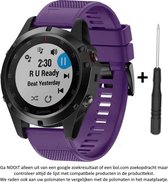 Paars Siliconen Bandje geschikt voor Garmin Fenix 5 (& 5 Plus & Sapphire) / Forerunner 935/945 / Quatix 5 &5 Sapphire / Fenix 6 &6 Plus / Approach S60 & S62 / MARQ / D2 Delta – Maat: foto – Quickfit Compatibel – 22 mm purple smartwatch