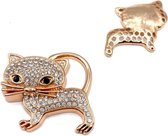Damessjaal Magneet Broche | Poes | Schittersteentjes