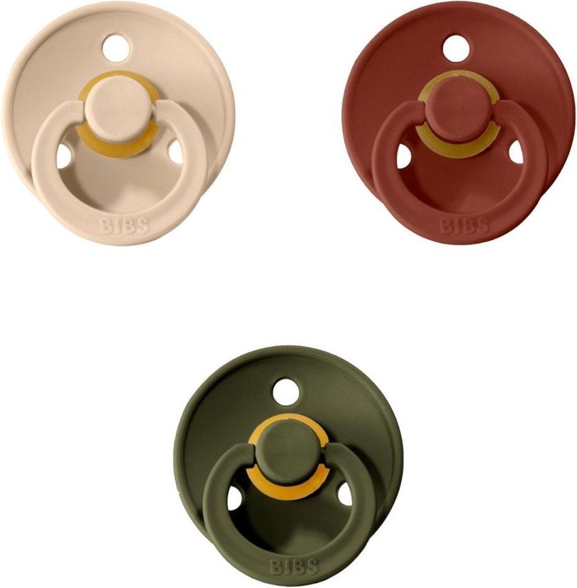 BIBS fopspenen - T1 ( 0 t/m 6 mnd) - Vanilla - Rust - Huntergreen - voordeelset BIBS fopspenen - T1 ( 0 t/m 6 mnd) - Vanilla - Rust - Huntergreen - voordeelset