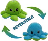 Octopus knuffel - Octopus knuffel mood - Mood knuffel - Octopus knuffel omkeerbaar - Reversible - Emotie knuffel - Omkeerbaar - Emotie octopus knuffel - Groen - Lichtblauw