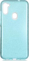 Samsung Galaxy A11 Hoesje Glitters Siliconen TPU Case Blauw - BlingBling Cover