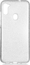 Samsung Galaxy A11 Hoesje Glitters Siliconen TPU Case Zilver - BlingBling Cover