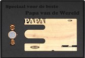Geschenkdoos organizer voor mannen met houten horloge - cadeau voor Vaderdag  of papa's verjaardag - bruin-zwart
