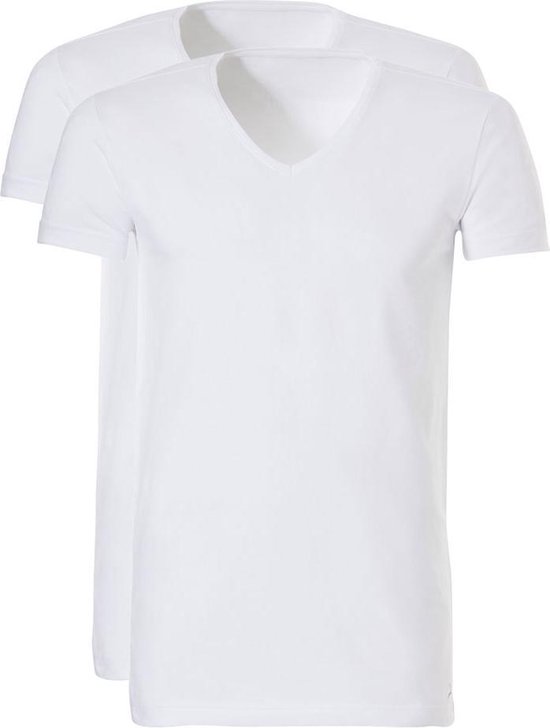 Ten Cate - Heren 2-Pack V-Hals Long T-Shirts Wit - S | bol.com