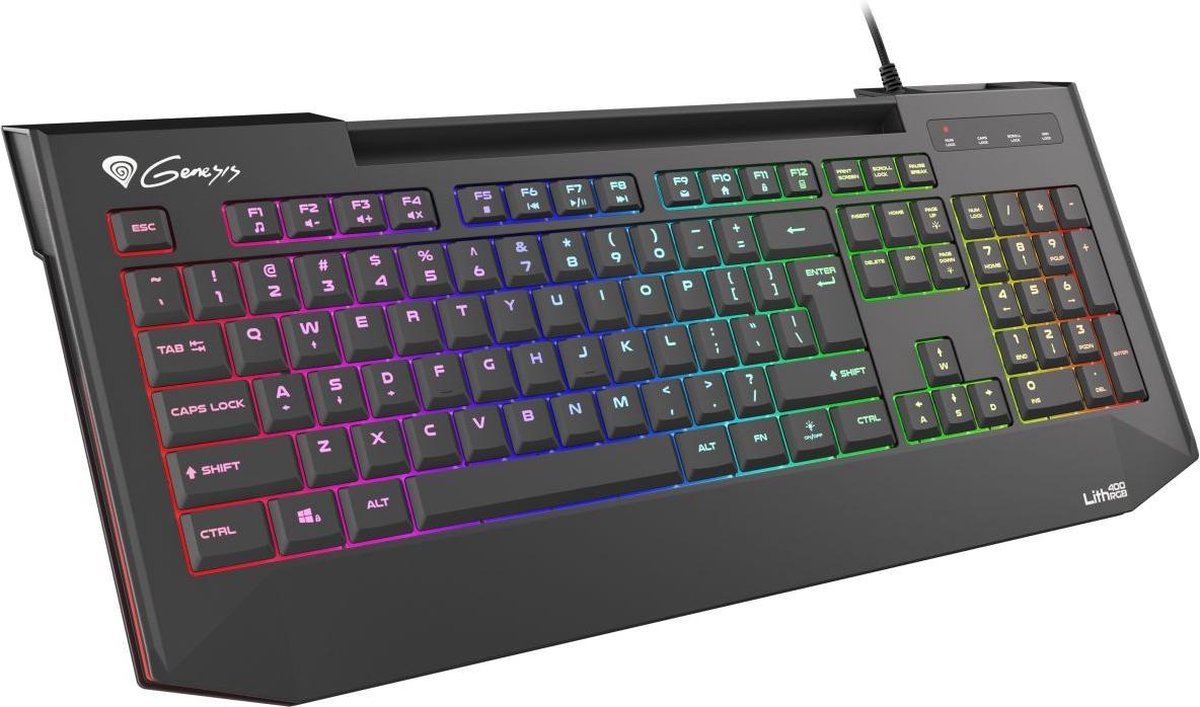 Genesis Lith 400 Silent Gaming toetsenbord met stille toetsen en RGB verlichting US layout