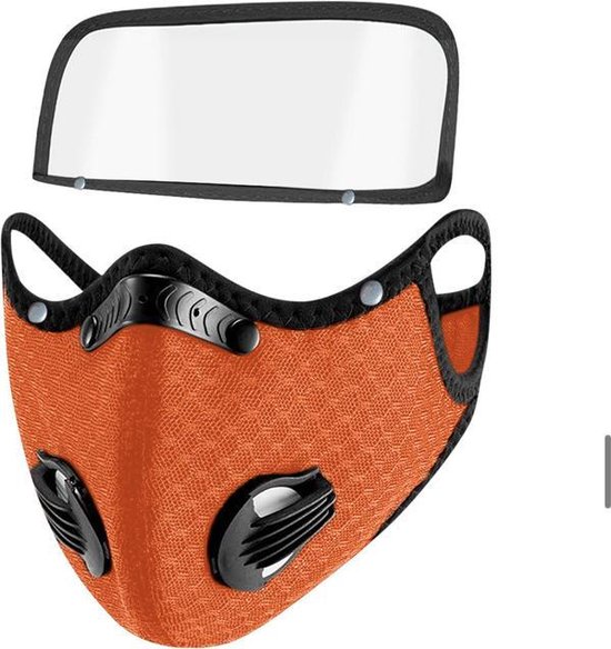 Mask and detachable transparent eye shield shown separately
