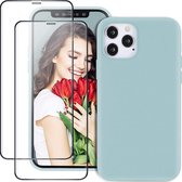 Backcover Hoesje Geschikt Voor: 12 Pro Liquid Silicone rubberen + 2X volledige Tempered screenprotector - Smaragdgroen