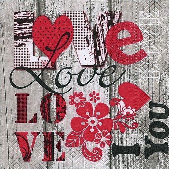 Paper + Design - servetten- I love you - liefde - ik hou van jou 33 x 33 |  bol.com