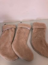 Wollige kerst sokken- beige - set van 3 stuks