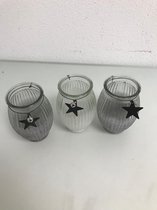 waxinelichthouders - 3 stuks - 2 zwart en 1 wit