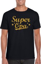 Super opa cadeau t-shirt met gouden glitters op zwart voor heren - kado shirt voor grootvaders / Vaderdag cadeau M