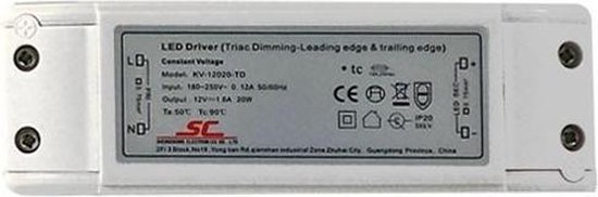 LED Transformator 20W 12V DC IP20 CV Dimbaar - Ledl