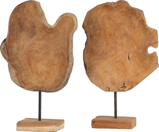 Teak houten ornament op houten voet "Simon" - woondecoratie op standaard -  Bruin -... | bol.com