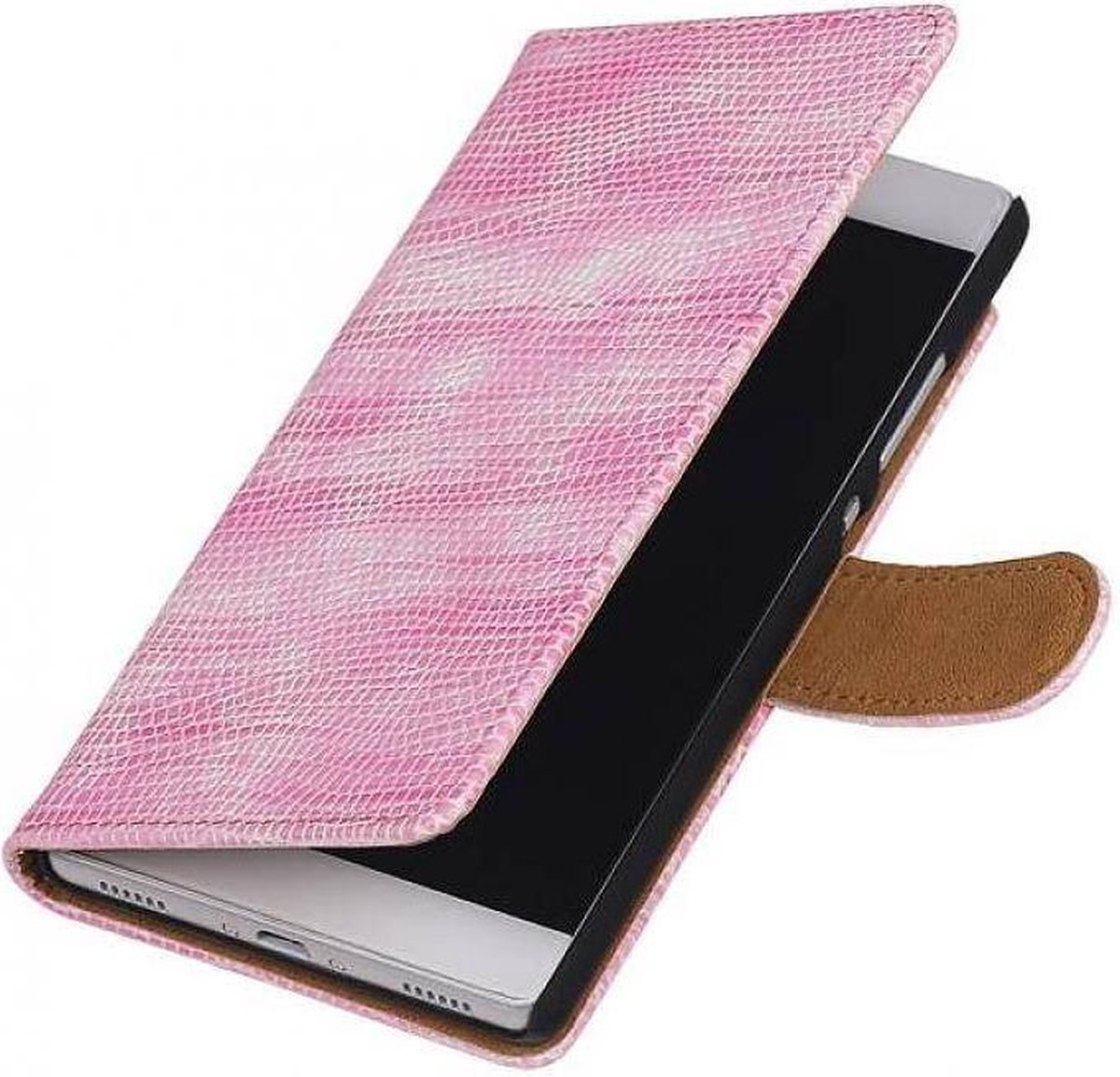 Hagedis Bookstyle Wallet Case Hoesje Geschikt voor Huawei P8 Roze