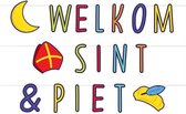 Welkom Sint en Piet letterslinger karton 300 cm - Sint Nicolaas/Sinterklaas feest slingers thema decoratie
