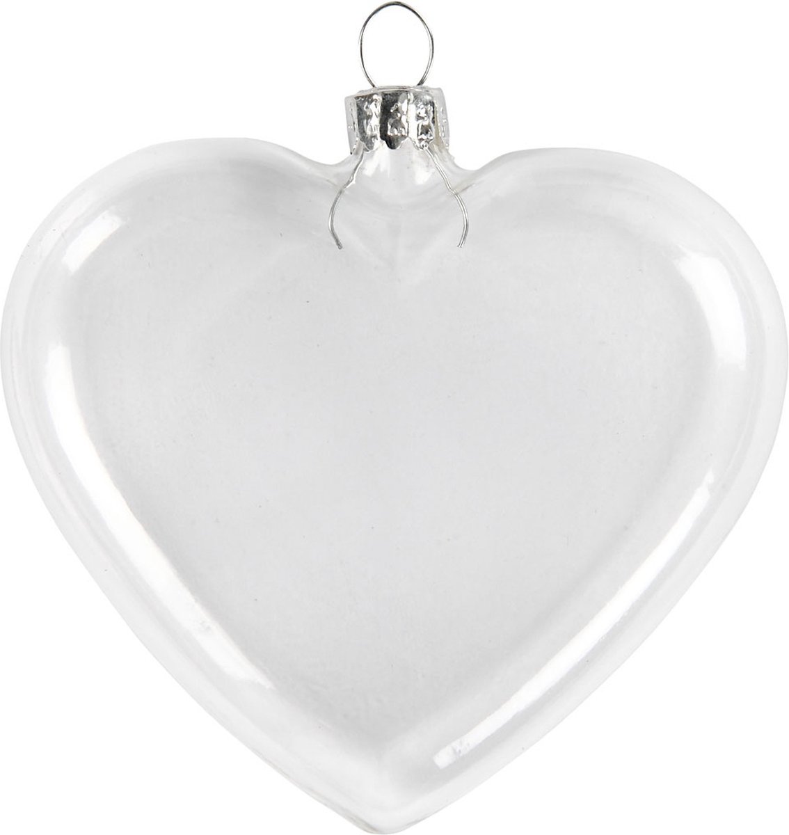 Plat glazen hart, h: 7,8 cm, b: 9 cm, 6 stuks