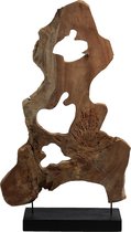 Teakhouten ornament op voet - houten woondecoratie - hout/bruin - 116 x 66 x 21 cm