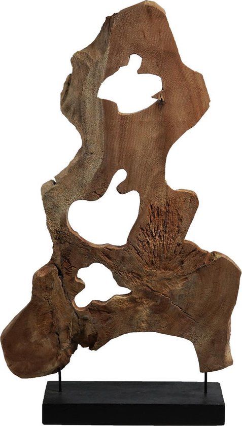 zwaan Corroderen Nylon Teakhouten ornament op voet - houten woondecoratie - hout/bruin - 116 x 66  x 21 cm | bol.com
