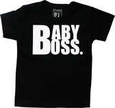 STUDIO BY BO® Baby T-shirt Baby Boss Zwart | 100% OEKOTEX gecertificeerd katoen | Maat 56 | Mooi en Luxe verpakt