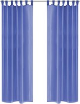 Gordijnen blauw 140 x 245 (Incl LW anti kras vilt) - gordijn raambekleding - gordijnen kant en klaar met haakjes ringen - gordijnen met ringen