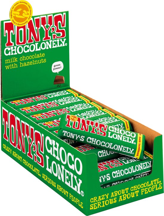 Foto: Tony s chocolonely chocolade reep melk hazelnoot 35 x 47 gram