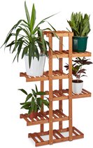 Relaxdays - plantenrek van hout - 5 etages - plantentrap 5 planken - bloemen rek - honing Brown