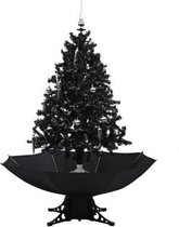 vidaXL Kerstboom sneeuwend met paraplubasis 140 cm PVC zwart