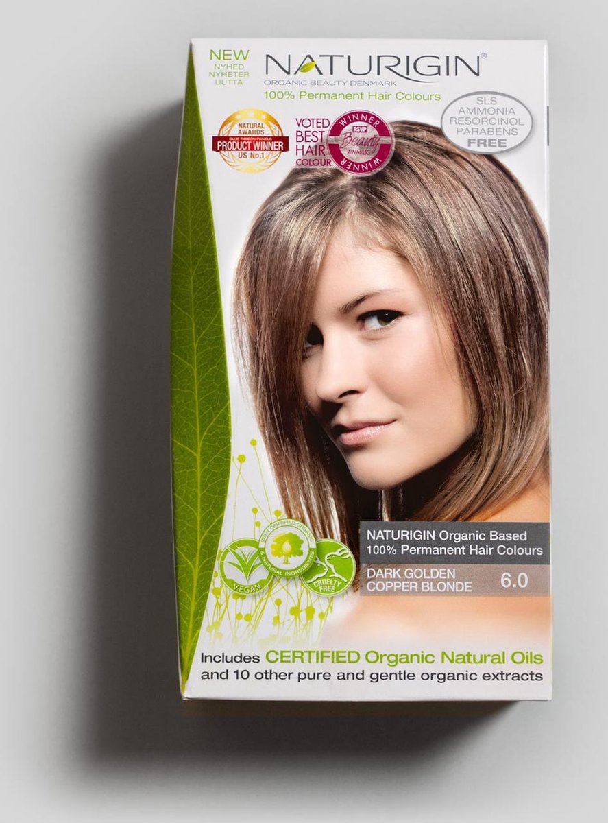 NATURIGIN Natural Permanent Home Hair Dye-Ammonia-free – Dark Golden Copper Blonde 6.0