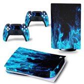 PS5 skin Blue Flames  - PS5 Disk| Playstation 5 sticker | 1 console en 2 controller stickers