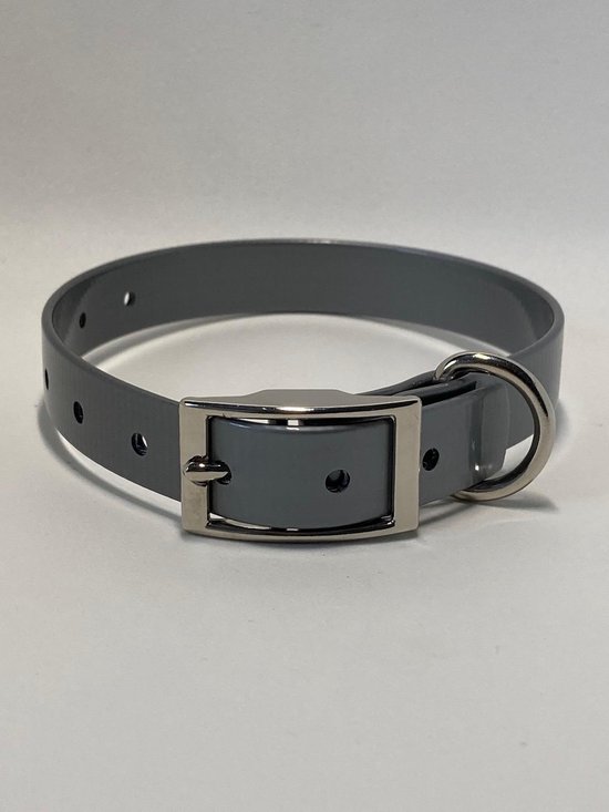 Biothane Gold Halsband BioThane GOLD - ZILVERGRIJS - 600mmX25mm - dubbele gesp | bol