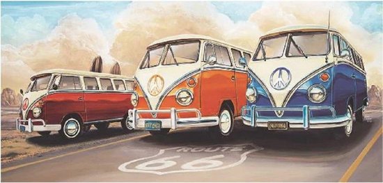 Diamond painting de luxe 50x100 cm - 3 Old cars - VW busjes