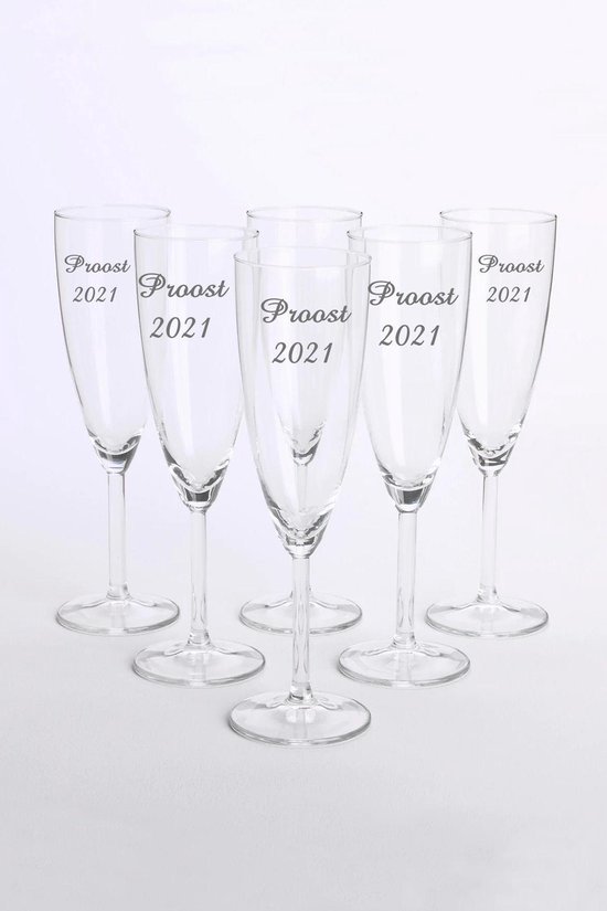 Champagneglazen met gegraveerde eigen tekst tekst - set van 6 glazen |  bol.com