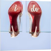 Acrylglas - Rode Hakken 'I Do' - 80x80cm Foto op Acrylglas (Wanddecoratie op Acrylglas)