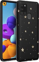 iMoshion Hoesje Geschikt voor Samsung Galaxy A21s Hoesje Siliconen - iMoshion Design hoesje - Zwart / Meerkleurig / Goud / Stars Gold