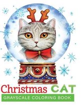 christmas cat grayscale coloring book