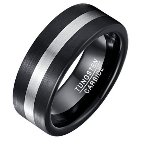 Mende Neck Rings Mendes heren ring geborsteld Wolfraamcarbide Zwart Zilverkleurig-21mm | bol