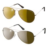 Eagle Eyes Aviator glasses, set van 2 – goud/zilver – piloten zonnenbril
